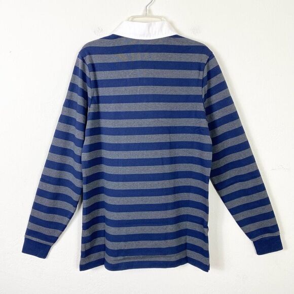 Taylor Stitch The Heavy Bag Rugby in Navy Stripe Collared Henley Shirt Size S/38 - Picture 2 of 7